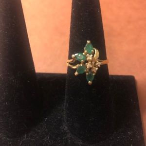 14K YG Chrome Diopside Cocktail Ring Size 8.5